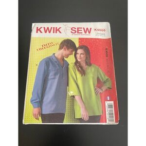 00544 -‎ Kwik Sew K4005 Unisex Pullover Top Sewing Pattern Sizes XS-XL - UNCUT